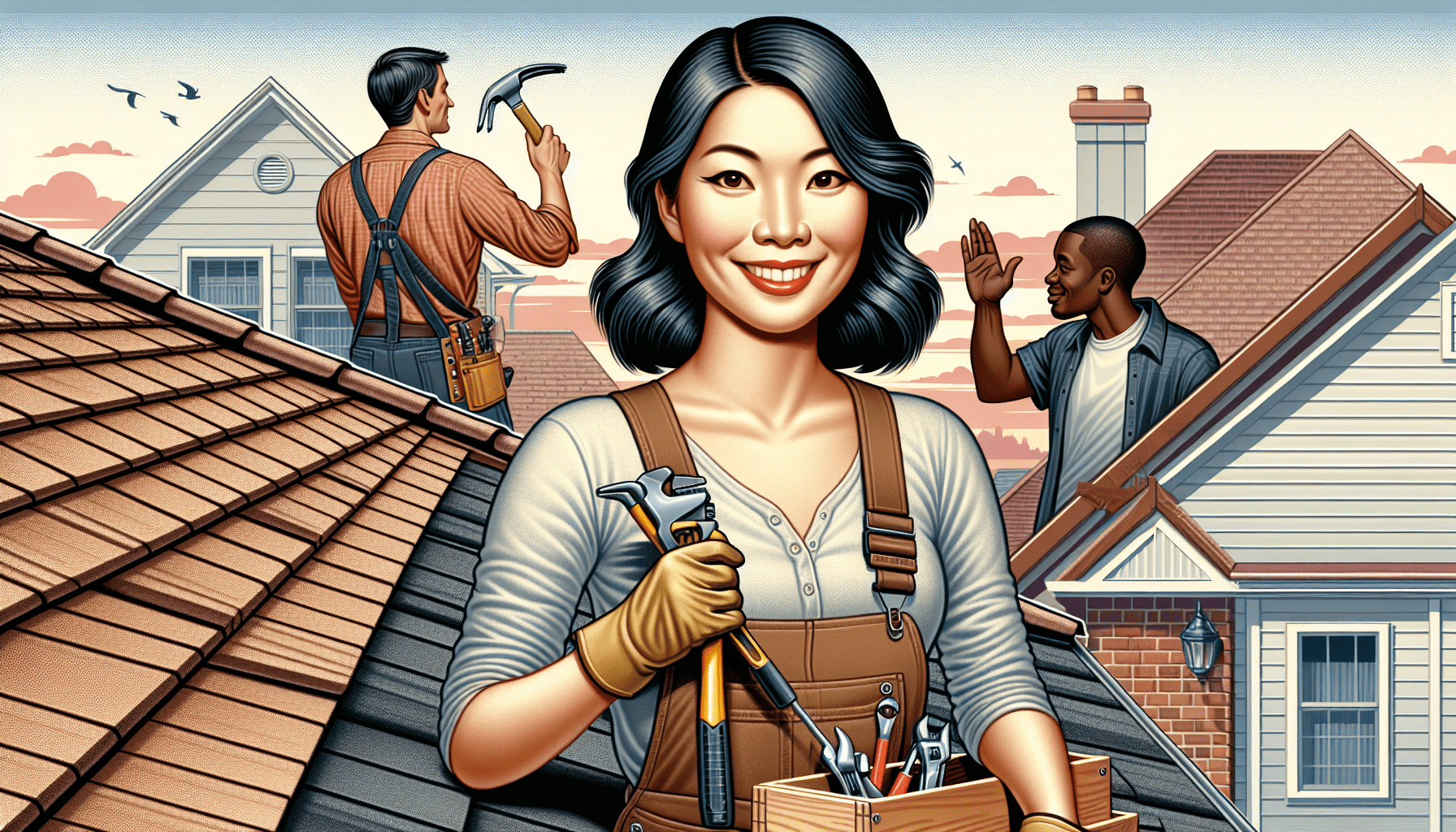 Illustration of a professional roofer with a track record of quality workmanship and exceptional customer service